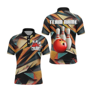 Custom Collar Short Sleeve Bowling Jerseys Camouflage Pattern Men Oversize Bowling Shirt